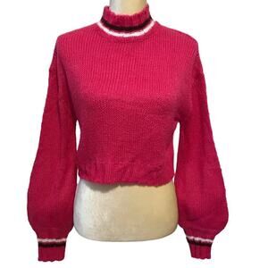 Derek Heart NWT Mock Neck Hot Pink Cropped Sweater Juniors Various